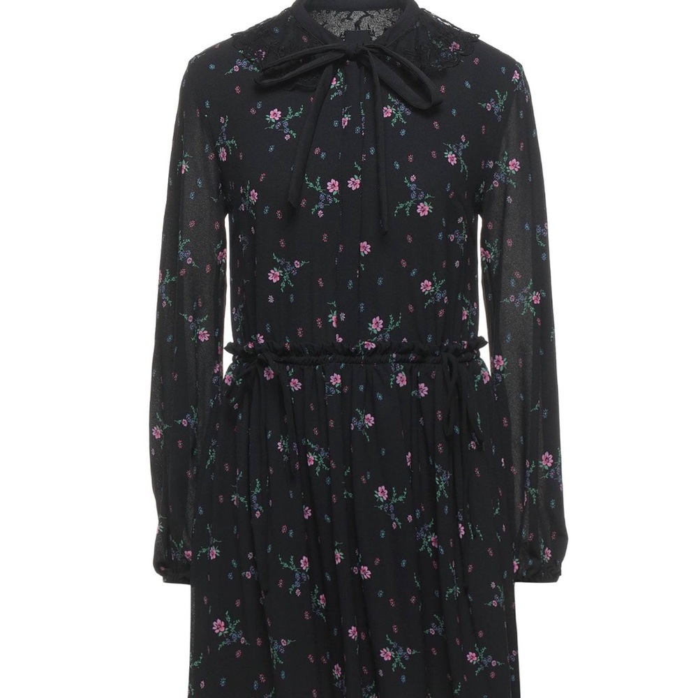 Pinko Black Floral Tie-Neck Long Sleeve Dress 🌸